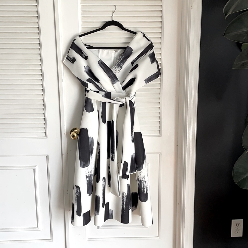 ASOS event midi prom dress black and white